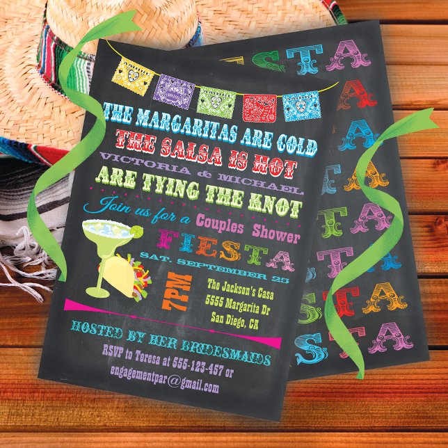 Invitación Chalkboard mexicano Fiesta Couples SHower (Subido por el creador)