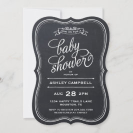 Invitación Chalkboard Modern Typography Baby Shower