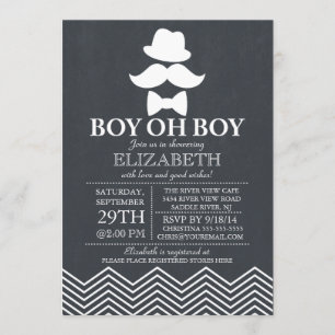 Invitación Chalkboard moderno Pequeño hombre bigote Baby Show