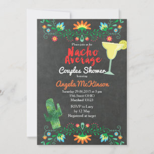 Invitación Chalkboard Nacho Promedio Pareja Ducha Flor