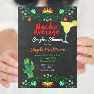 Invitación Chalkboard Nacho Promedio Pareja Ducha Flor