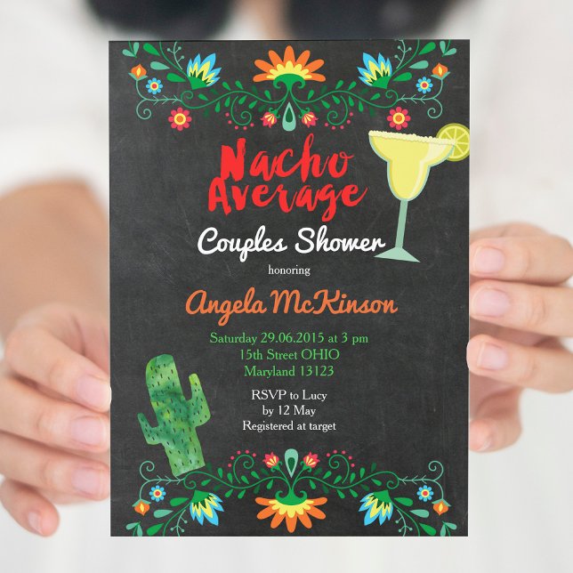 Invitación Chalkboard Nacho Promedio Pareja Ducha Flor (Subido por el creador)