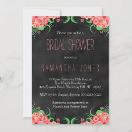 Invitación Chalkboard negro invita a ducha de novia con flore