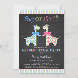 Invitación Chalkboard niño o Chica Giraffe Fiesta de revelaci