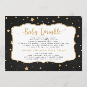 Invitación Chalkboard + Oro Stars Neutral Baby Sprinkle