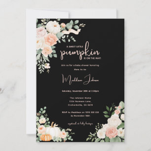 Invitación Chalkboard Otoño Pequeño Floral de Calabaza Baby S