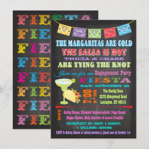 Invitación Chalkboard Partido de compromiso de Fiesta Mexican