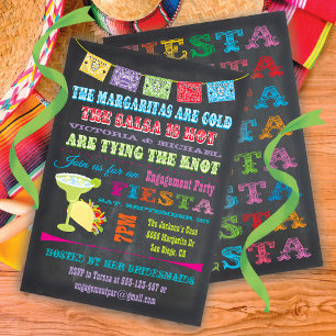 Invitación Chalkboard Partido de compromiso de Fiesta Mexican