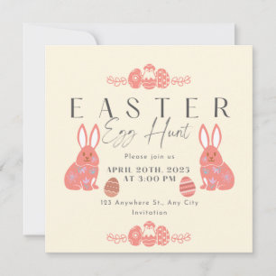 Invitación Chalkboard Pastel Bunny Rabbit Easter Egg Hunt