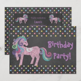 INVITACIÓN CHALKBOARD PASTEL SPOT UNICORN BIRTHDAY PARTY