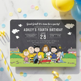 Invitación Chalkboard Peanuts Charlie Brown y cumpleaños de p