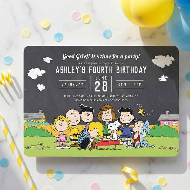 Invitación Chalkboard Peanuts Charlie Brown y cumpleaños de p (Subido por el creador)