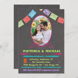 Invitación Chalkboard Photo Mexican Fiesta Rehearner Dinner