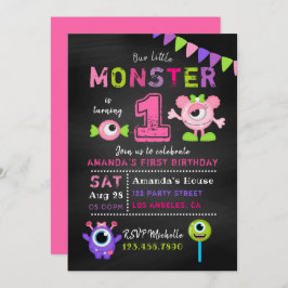 Invitación Chalkboard Primer cumpleaños Fiesta Chica de un pe