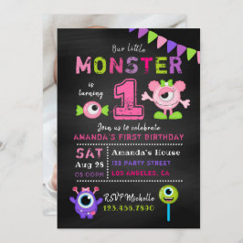 Invitación Chalkboard Primer cumpleaños Fiesta Chica de un pe