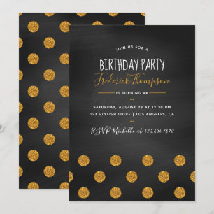Invitación Chalkboard purpurina confetti Cumpleaños Fiesta de