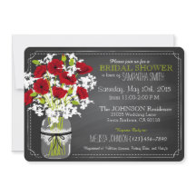 Chalkboard Red Poppies Jar Bridal Shower
