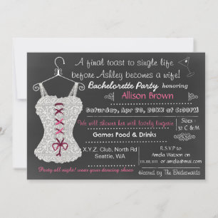 Invitación Chalkboard rosa Lace Lingerie Shower Bachelorette