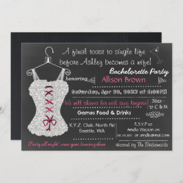 Invitación Chalkboard rosa Lace Lingerie Shower Bachelorette