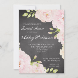 Invitación Chalkboard Rosas de acuarela Ducha de novias