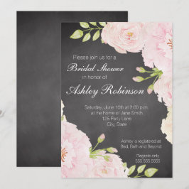 Invitación Chalkboard Rosas de acuarela Ducha de novias