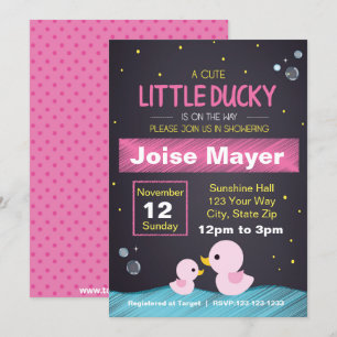 Invitación Chalkboard Rubber Ducky Invitation (Chica)