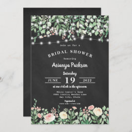 Invitación Chalkboard Rubor Floral Luces Brillantes
