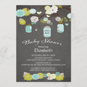Invitación Chalkboard Rustic Country Mason Jar Baby Shower