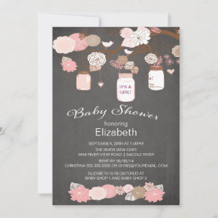 Invitación Chalkboard Rustic Country Mason Jar Baby Shower