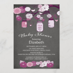 Invitación Chalkboard Rustic Country Mason Jar Baby Shower