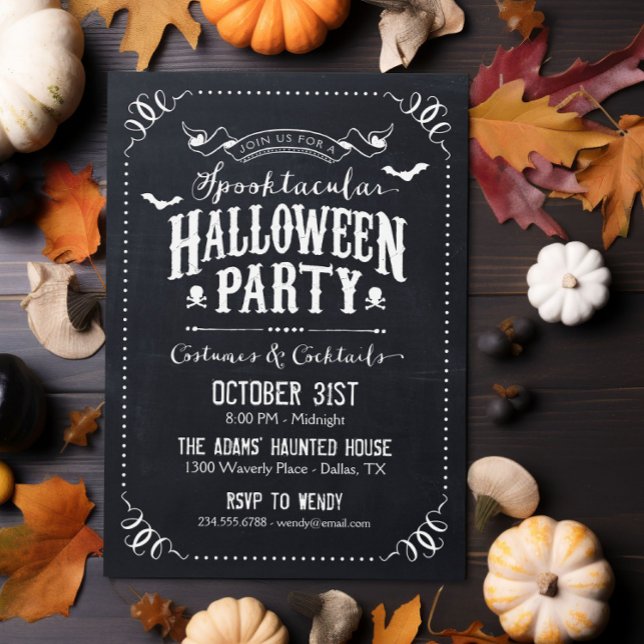 Invitación Chalkboard Rustic Spooktacular Halloween Party (Subido por el creador)