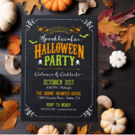 Invitación Chalkboard Rustic Spooktacular Halloween Party