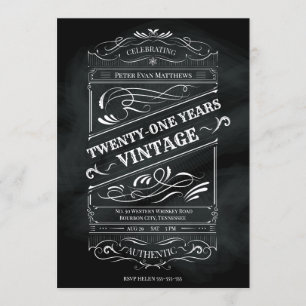 Invitación Chalkboard rústico 21er cumpleaños cosecha