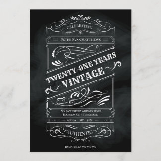 Invitación Chalkboard rústico 21er cumpleaños cosecha