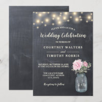Chalkboard Rústico Peony Floral Mason Jar | BODA