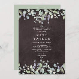 Invitación Chalkboard Sage y Lilac Floral Bridal Shower