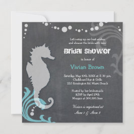 Invitación Chalkboard Seahorse Beach Bridal Shower