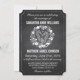 Invitación Chalkboard Seahorse Seashells Boda