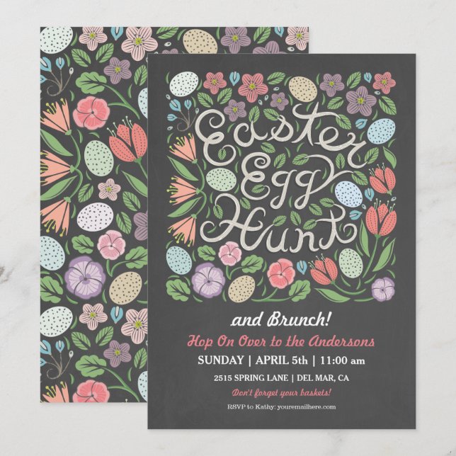 Invitación Chalkboard Semana Santa Huevos y Brunch (Anverso / Reverso)