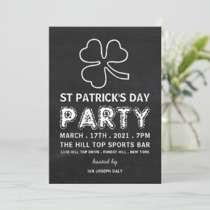 Invitación Chalkboard Shamrock, Fiesta del Día de San Patrici