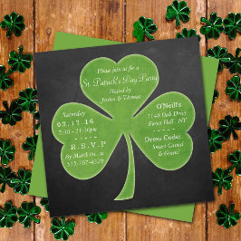 Invitación Chalkboard Shamrock St. Patrick's Day Fiesta
