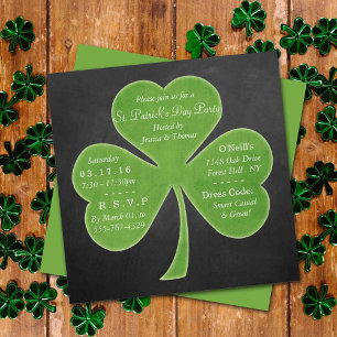 Invitación Chalkboard Shamrock St. Patrick's Day Fiesta