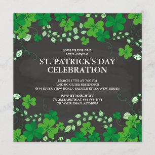 Invitación Chalkboard Shamrock St. Patrick's Party Invitation