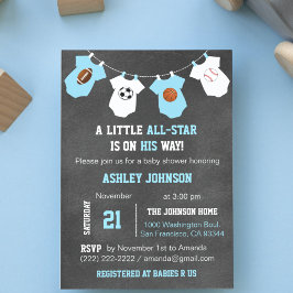 Invitación Chalkboard Sports Little ALL STAR Baby Shower