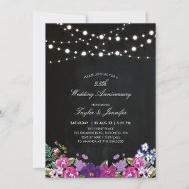 Invitación Chalkboard & String Lights 25 Aniversario Boda