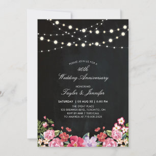 Invitación Chalkboard & String Lights 40 Aniversario Boda