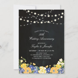 Invitación Chalkboard & String Lights 50 Aniversario Boda