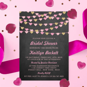 Invitación Chalkboard String Love Heart Bridal Shower
