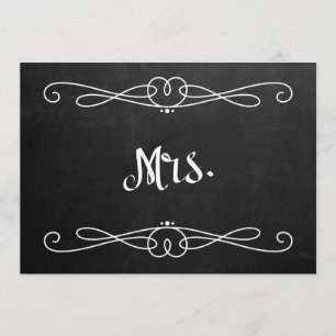 Invitación Chalkboard Style "Mrs." Rótulo Presidente boda