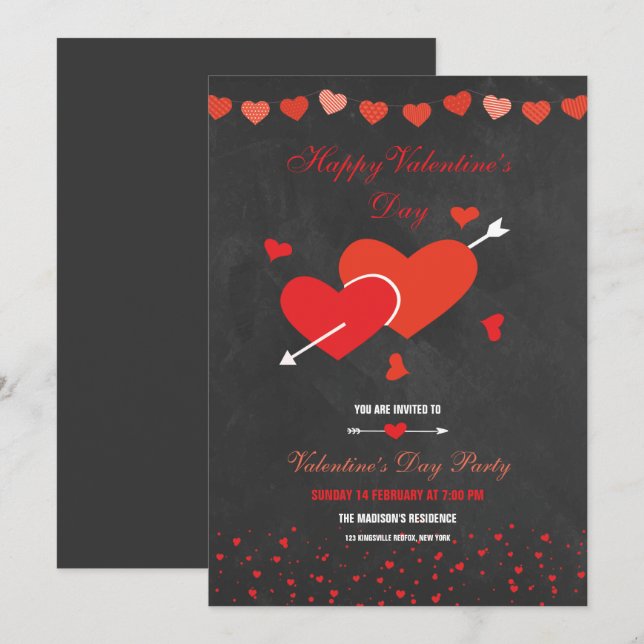 Invitación Chalkboard Style Valentines Fiesta Flyer (Anverso / Reverso)